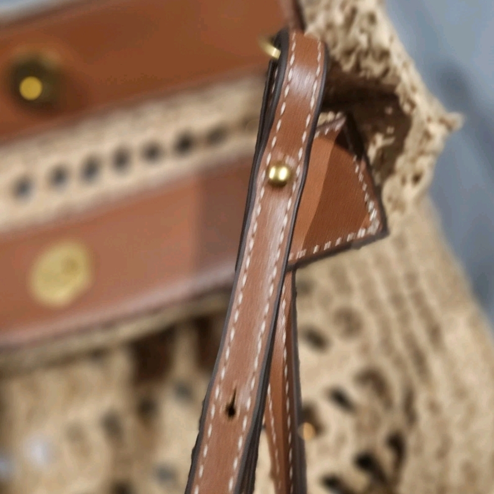 Mango Raffia-effect shoulder bag Beige - Picture 3 of 9